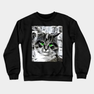 Cat Black and White Spray Paint Wall Crewneck Sweatshirt